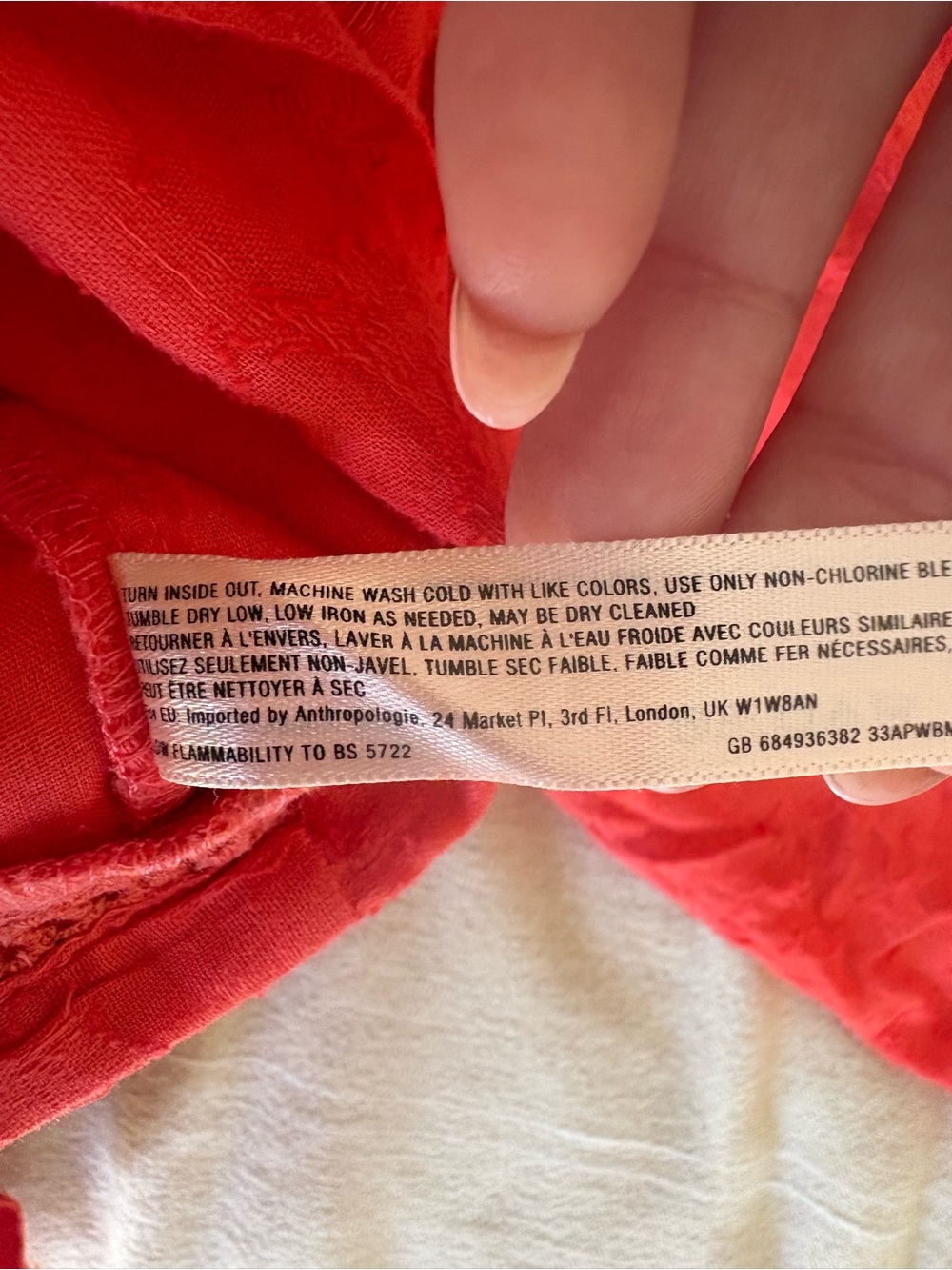 Anthropologie Mermaid Textured Cotton Red flowy peasant dress size large - Picture 6 of 10